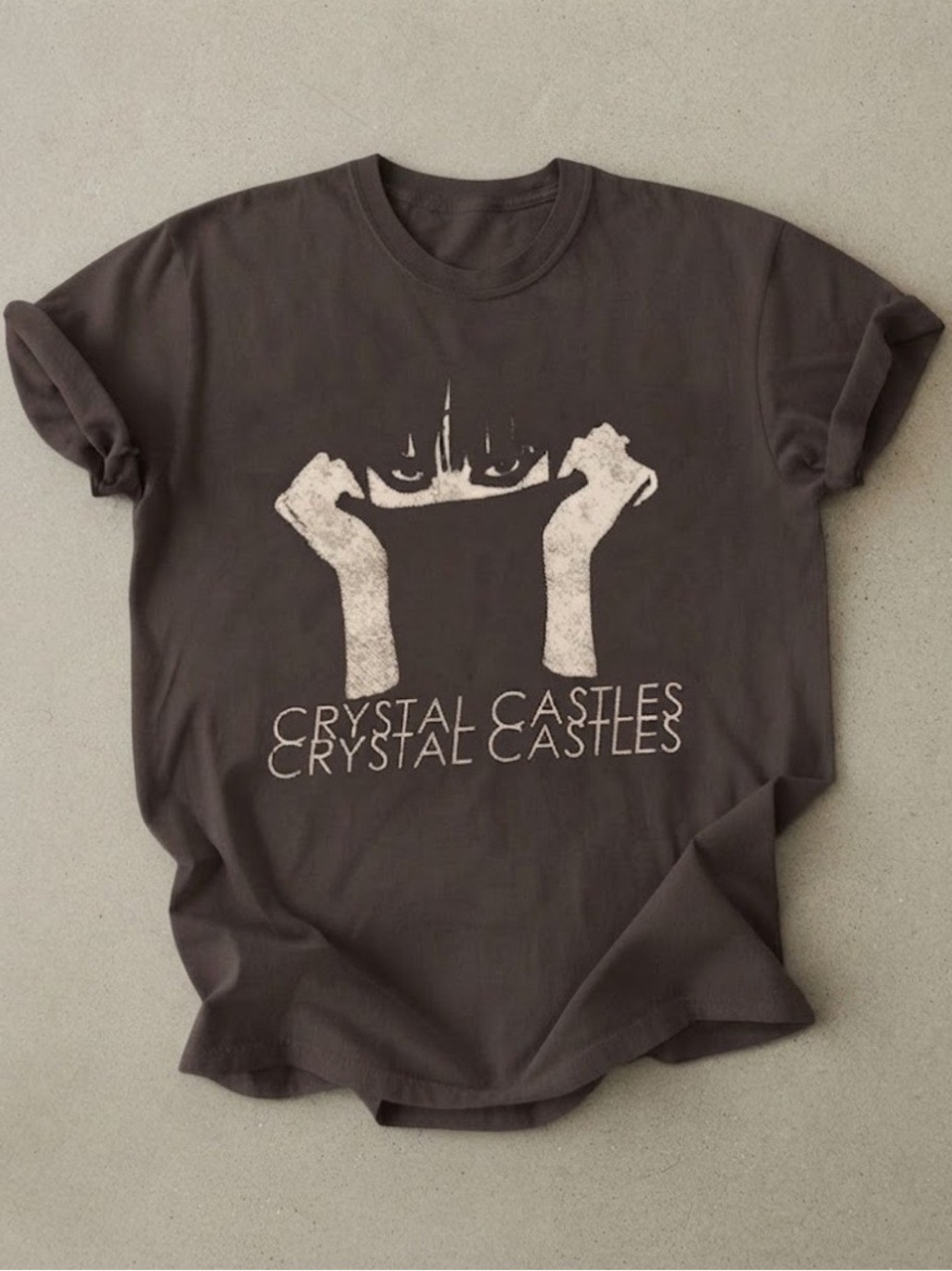 Crystal Castles Electronic Music Brown Graphic Gildan T-Shirt